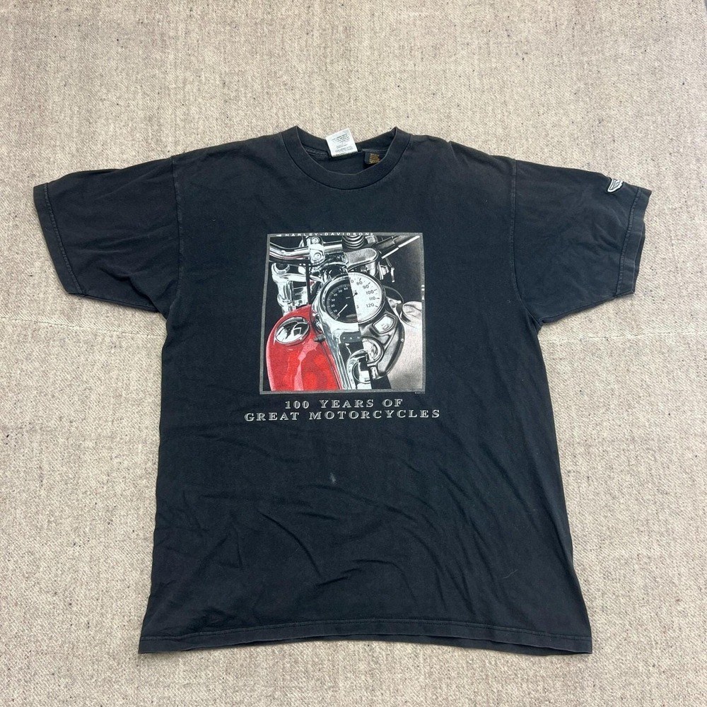 Vintage Harley Davidson Shirt Mens Large Black 2000s 100 Year Anniversary